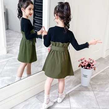 Otroci Pomlad Poletje Obleko 2022 Nova Dekleta Princesa Obleke Otrok Dolg Rokav Preplete Oblačila Za Dekleta 3-12 Let