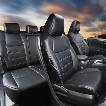 Po meri Nappa Usnje Avtomobilskih Sedežnih prevlek Set za Toyota RAV4 Hibridni 2019 2020 2021 Auto Notranjosti Blazine Zaščitnik Dodatki
