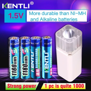 KENTLI 4pcs 1,5 v 1180mWh AAA za ponovno polnjenje litij-polimer baterija + 4 reže aa aaa litijeva baterija, polnilec s svetilko