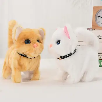 Električni Robot Mucek Mehki Pliš Plišaste Cartoon Živali Mačka Igrače Skorja Hoja Baterija Upravlja Darila za Fante, Dekleta, Otroci