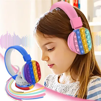 Srčkan Brezžične Bluetooth Slušalke Moda Barvite Slušalke Tlaka Ustvarjalne Silikonski Slušalke Mavrica Z Mic Za Otroke