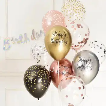 10pcs 12 Chrome Kovinski Latex Balon Natisnjeni Happy Birthday Kovinski Globos Napihljivi Balon Rojstni Odlikovanja