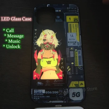 Anime Dekle LED Svetlobna Primeru Telefon Za Samsung Galaxy A51 A71 S20 S21 Ultra S20 Opomba 20 10 S9 S10 Plus Opomba 20 plus steklen Pokrov