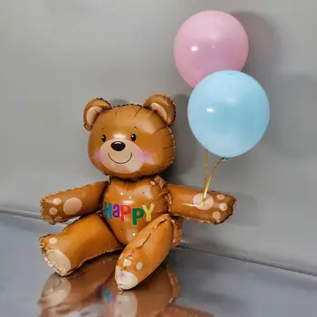 10pc 3D Sedel Medved Baloni Baby Tuš Okraski Napihljive Igrače Medved Helij Baloni za Otroke Rojstni dan Dobave Dekor