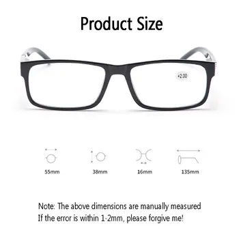 Elbru Kvadratni Okvir Obravnavi Očala Za Moške, Ženske Unisex Daljnovidnost Očala Spomladanski Tečaj Očala Dioptrije +1.0 +4.0