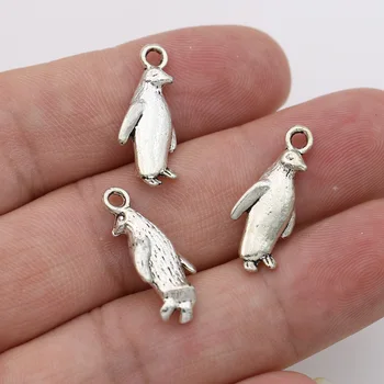 10Pcs Tibera Silver Plated Pingvin Čare Obeski za Nakit, Izdelava Zapestnico, Uhane, DIY Ročno 23x10mm