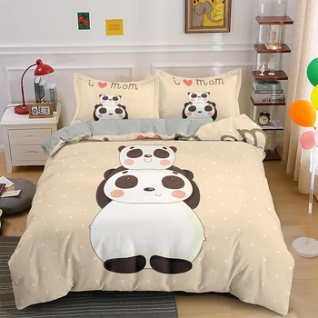 Risanka Panda Posteljnina Nabor Srčkan Bedspread Nastavite Rjuhe Kritje Prevleke Eno Twin/Queen/King Size Tolažnik Set Home decor Tekstilnih