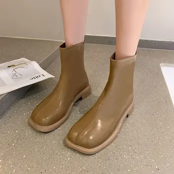 Chelsea Škornji Ženske Čevlji Modni Zadrgo Krog Toe Čevlji Platforma Čevlji Vse-tekmo Slim Udobno Gleženj Škornji Botas De Mujer