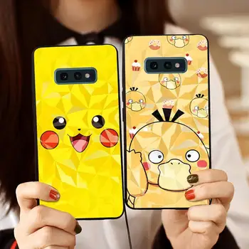 Pokemon Pikachu Telefon Casesfor Samsung S10 Rhombus Diamond Vzorec Srčkan Risanka Ustvarjalne Naslikal Pretresel mraz Dekle, Fant Primeru