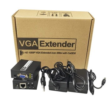 VGA Podaljšek, 200 m 1xSplitter Oddajnik Sprejemnik TX/RX Extender preko Cat5e/Cat6 UTP Kabel RJ45 LAN Ethernet