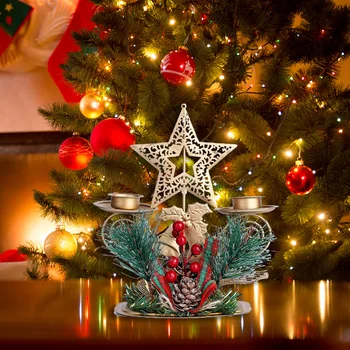 Kovinski Božično Darilo Kovanega Železa Slog Luč, Sveča Imetnik Modela Doma Stranka Tabela Dekoracijo Obrti