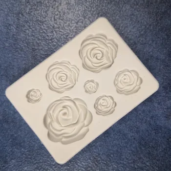 Aomily 7 Luknje Rose Oblikovan 3D Silicij Čokolada Jelly Candy Torto Bakeware Plesni DIY Pecivo Bar Ice Blok Milo Kalup za Peko Orodje