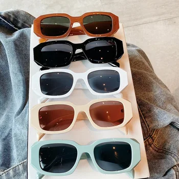 Blagovne znamke Zelena Kvadratnih Okvirjev za sončna Očala Ženske 2021 Priljubljena Široko Templjev Oblikovalec Odtenki UV Zaščitni Acetat sončna Očala Ženski