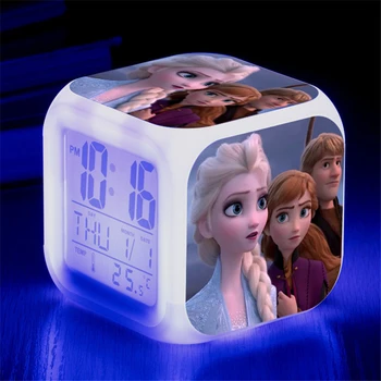 Disney Risanke LED Budilka Zamrznjene Elsa Ana Princesa Digitalna Budilka Otroci Igrače za Mizo Wake Up Light Led Reloj Despertador