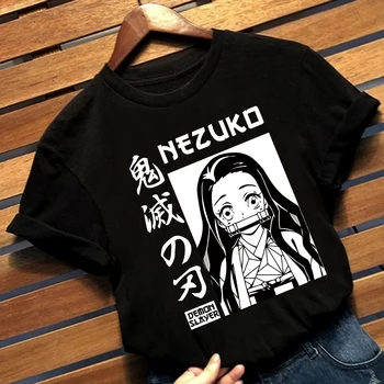 2021 Anime Demon Slayer Nezuko Kamado Natisnjeni Kratek Rokav T Shirt Vrhovi