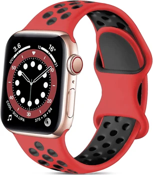 Silikonski Trak Za Apple Watch band 44 mm 40 mm 38 mm 42mm 44 mm, mehka, Dihanje watchband correa zapestnica iWatch 3 4 5 6 se band