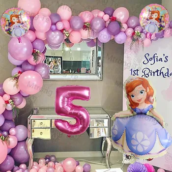 1Set Sophia Jih Roza, Vijolična Balon velikimi risanke princesa Sofija folijo ballon Dekle rojstni dan, poroko dekor Baby Tuš Žogo