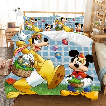 Posteljnina Mickey mouse Nastavite velikonočni okraski za dom, Kraljica, Kralj, Velikost Otrok Rjuhe Kritje Prevleke Tolažnik Kompleti Posteljnine