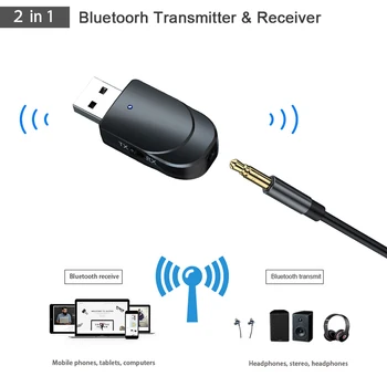 Bluetooth 5.0 Avdio Sprejemnik Oddajnik 3 v 1 3,5 mm Mini Priključek AUX, USB, Stereo Glasbeni Brezžični Adapter za TV Car PC Slušalke