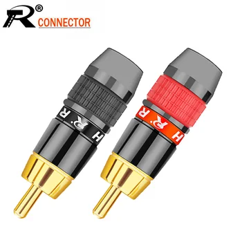 10pcs/veliko Priključek RCA pozlačeni Žice 8 mm Priključek Kabel RCA Moški Vtič Visoko Kakovost Zvočnikov Plug Adapter 5 Parov Rdeča+Črna
