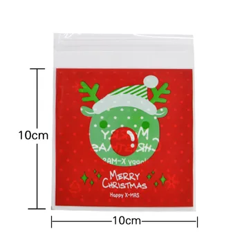 50/100 kozarcev 10*10 cm Božič Piškotek Candy Torbe Mini Plastični Pakiranje Hrane Darila Vrečko Božič Dekor Poroko Navidad Rojstni dan