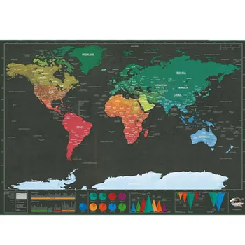 1pc Deluxe Erase World Travel Zemljevid Scratch Off Zemljevid Sveta Stenske Nalepke Potovanja Nič za Zemljevid Soba Home Office Dekoracijo