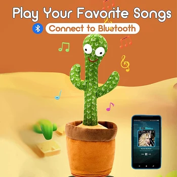 Bluetooth Ples Kaktus Električni Plišastih Igrač Kawaii Petje Kaktus Lutka Izobraževanja V Zgodnjem Otroštvu Igrača Darilo Home Office Dekoracijo