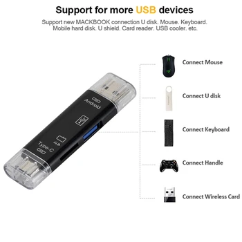 Grwibeou Tip C&MicroUSB & USB 3 V 1 OTG Kartic Visoke hitrosti Univerzalno OTG TF/USB za Android Računalnik Razširitev Glave