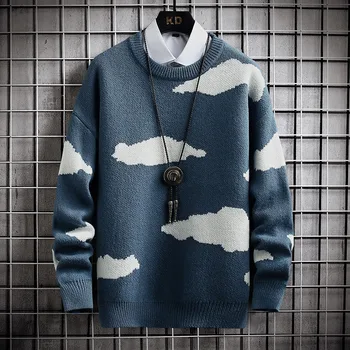 Harajuku letnik srčkan krava anime sweater moški pulover hip hop rock toplo zimo pletenje ugly pulover prevelik skakalec puloverju