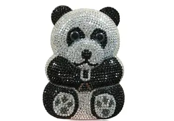 Panda diamond vrečko cartoon živali kristalno polno diamond večerja vrečko kozmetični vrečko