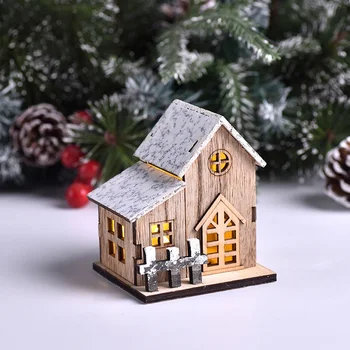 Božični Luči LED Lesena Hiša Božič Svetlobna Kabina Vesel Božič Okraski za Dom Božič Okraski 2022 Novo Leto Darilo