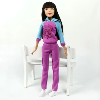 Moda Doll Obleke Za Barbie Oblačila Joga Šport Obrabe Ročno Hoodie & Hlače Za Barbie Lutke 1/6 Lutke, Dodatki