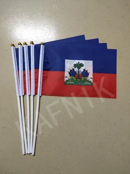 KAFNIK,5pcs 14 * 21 cm Haiti zastava Banner Strani Zastavico Nacionalni Ročno Zastavo, Brezplačna Dostava