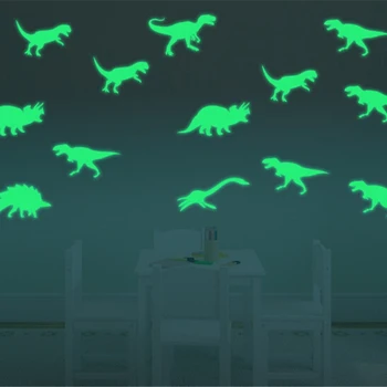 9Pcs Žareti V Temno Dinozaver Svetlobne Nalepke Stereo 3D Fluorescenčno Nalepke Smešno Nalepke Zvezde Za Otroke