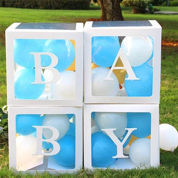 Pregledna Baby Tuš Polje Baby Balon Škatle Baby Bloki za Fante, Dekleta Baby Tuš Okraski Spolu Razkrije, Rojstni dan