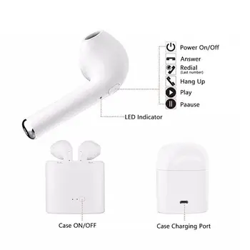I7s Mini TWS Stavko Bluetooth Brezžične Slušalke Slušalke Športne Čepkov Slušalke Z Mikrofonom za uho brsti bluetooth