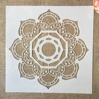 1Pcs 12*12 Cvet Mandala Octagon DIY Layering Matrice Slikarstvo Album Kolorit Reliefi Album Dekorativni Predlogo