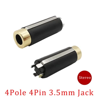 10Pcs /Lot 4 Pole 3.5 mm Stereo Audio (Stereo zvok Ženskih Vtičnico 4 Pin Priključek za Slušalke na primer s spajkanjem DIY Mini 3.5 Jack Avdio Adapter