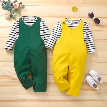 Novi Malček Baby Boy, Girl Obleke Nastavite Dolg Rokav Trak Bombaža T-shirt +Jumpsuit Kombinezon Obleke Otroška Športna Oblačila