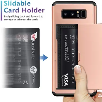 Shockproof Ohišje Za Samsung Galaxy Note 8 N950F N950 Imetnik Kreditne Kartice ID Pokrovček Reže Za Samsung Galaxy Note8 Nazaj Telefon Primerih