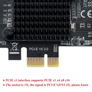 Rudarstvo Riser PCIE SATA PCI-E Adapter PCIE za Krmilnik SATA Multiplikator 10 Vrata SATA 3.0 6Gbps za kartico PCI Express X1 Širitev Kartico