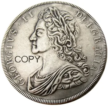 UF(82)v VELIKI BRITANIJI 1735 George II eno Krono Silver Plated Kopija Kovanca