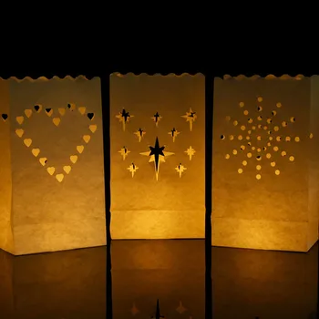 5Pcs/veliko Metuljev Srca v Obliki Čaja Lahka Imetnik Luminaria Papir Luč, Sveča Vrečko Za Božično zabavo na Prostem Poroka Dekor