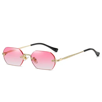 Majhen Pravokotnik sončna Očala Rimless Moških Kovinski Moda Kvadratnih sončna očala Za Ženske Gradient Objektiv brez okvirjev Uv400 Odtenki