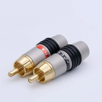 2Pcs/1Pair Visoke kakovosti pozlačeni RCA Priključek RCA moški plug adapter Video/Avdio Žico Priključek za Podporo 6mm Kabel, črno-rdeča