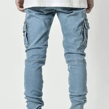 Poletne Moške Jeans Barva Multi Žepi Denim Sredi Pasu Stretchy Skinny Jeans Plus Velikost Fahsion Hlače Vsakodnevno Rabo