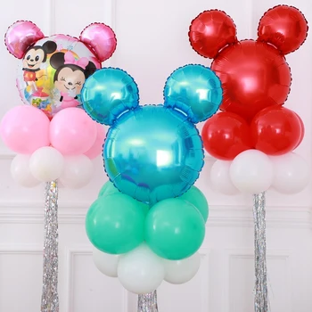 1set Minnie Mickey Mouse glavo Folija Baloni Happy Birthday party Okraski otroci Risanka Stranka dobave roza modra latex igrače