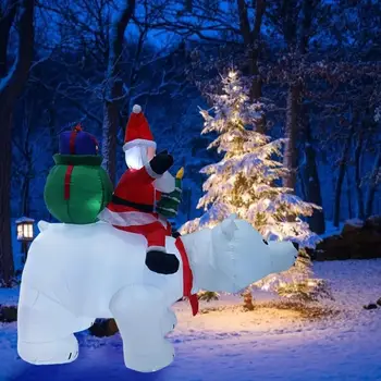 1.7 m Božič Napihljivi Model Santa Claus Jahanje Polarni Medved Napihljivi Tresenje Glave Lutka na Prostem Dvorišču, Božični Okraski