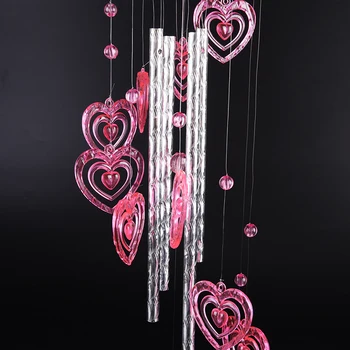 Pop Ustvarjalno Srce Plastičnih Kristalno 4 Kovinske Cevi Wind chime Dophin Doma Vrt Dekor za Ljubimec Valetines Darila