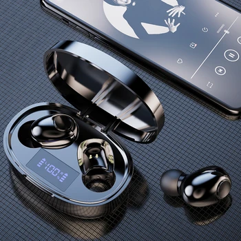 Brezžične Slušalke Prenosni TWS Čepkov Gumb za Kontrolo Bluetooth 5.1 V Uho Slušalke S Polnjenjem Primeru, da Baterija Zaslon Slušalke